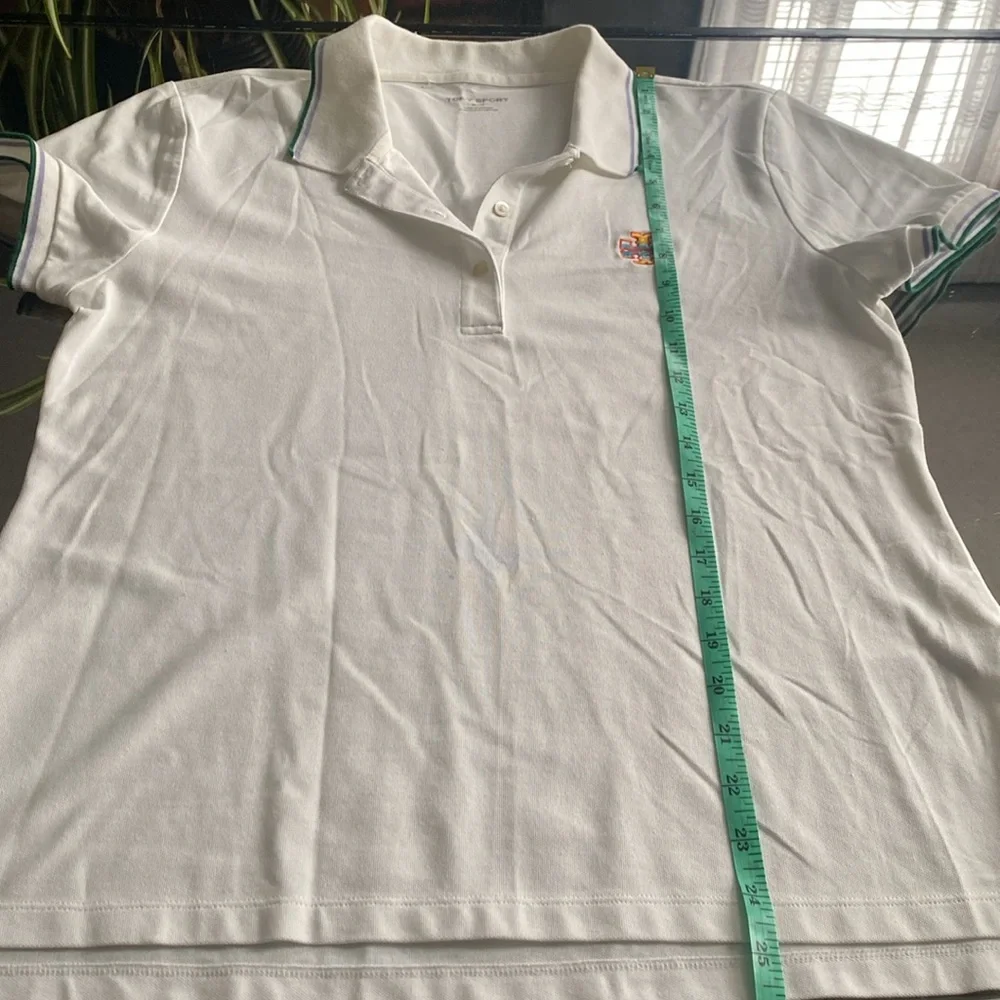 Tory Sport White Polo Shirt with Multicolor Trim - Picture 3 of 8
